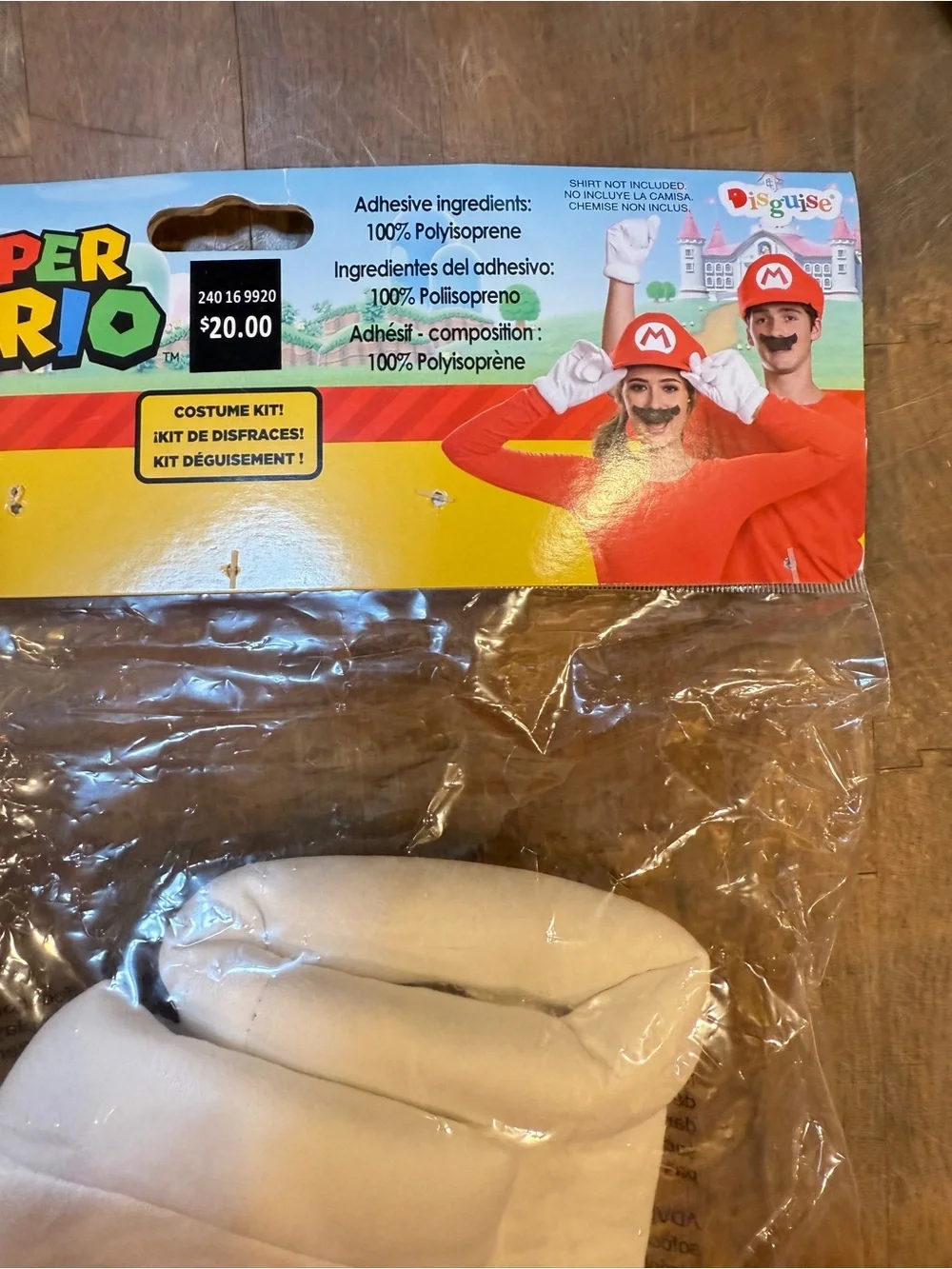 Nintendo Super Mario Accessory Costume Kit Glove Hands and Black Mustache NEW